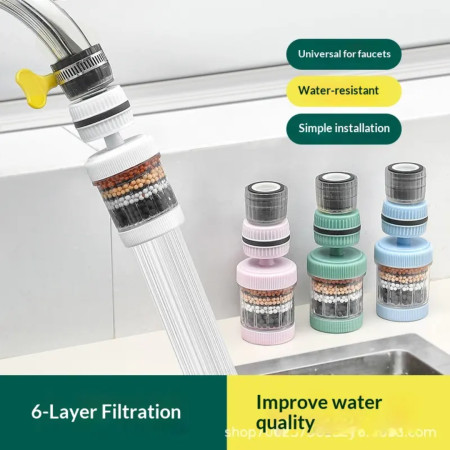 ৩ পিস-6 Layers Water Filter Tap (360° রোটেটেবল)